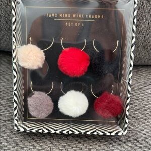 Saks Fifth Avenue Faux Mink Wine Charms - Red, Black, Cream